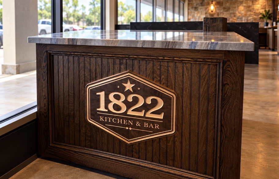 The 1822 Kitchen & Bar host stand in Wilchester, Houston